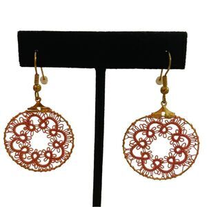 Lace Weaved Boho Circle Dangle Earrings
